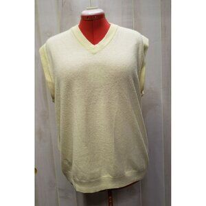 Ashworth Yellow Sleeveless Sweater Vest, Merino Wool & Angora, V-Neck, XL READ